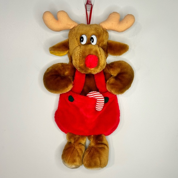 Vintage Santas Best Christmas Stocking Moose Plush - Picture 1 of 8